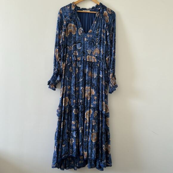 Spell Wild Blossom Blue Floral Maxi Dress XS Boho Cottagecore - Picture 4 of 9